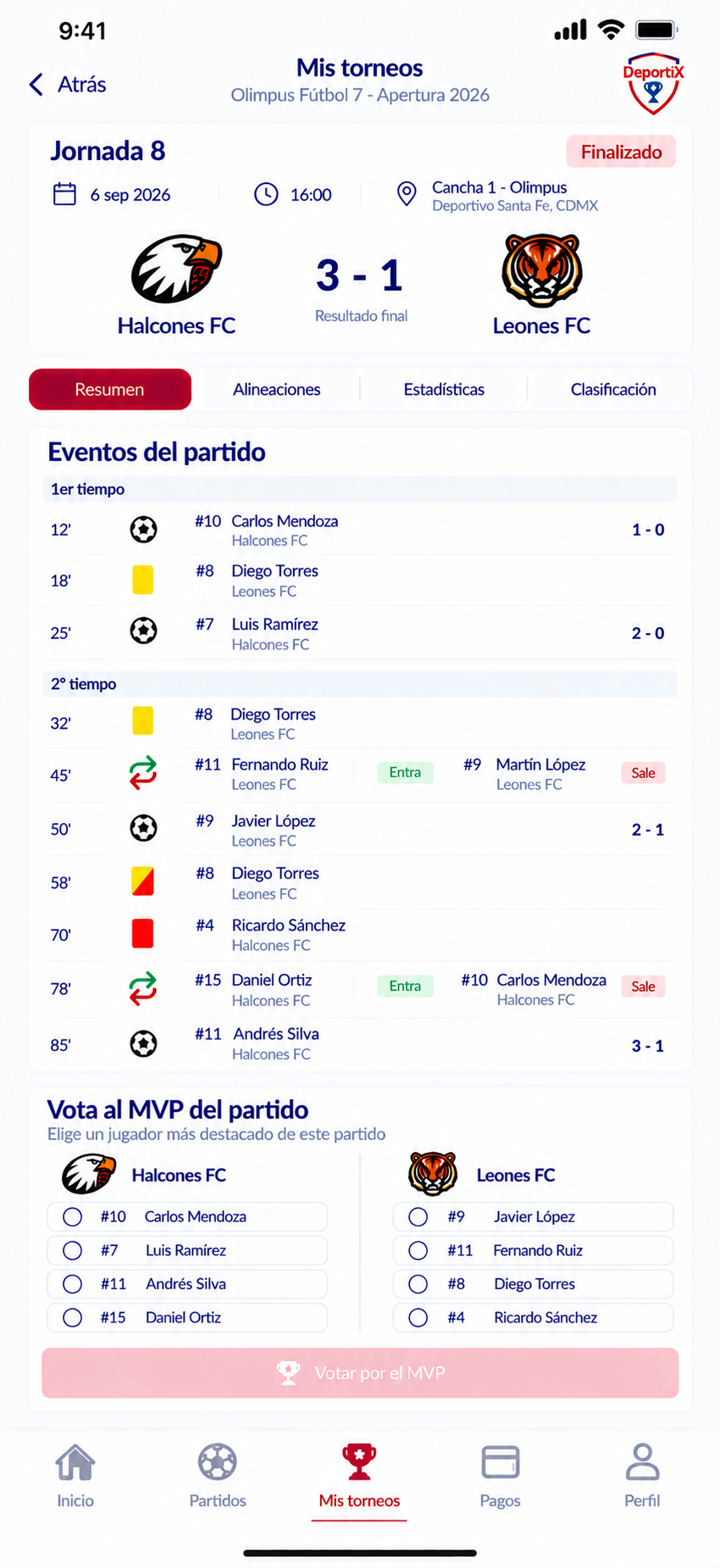App DeportiX - Partido
