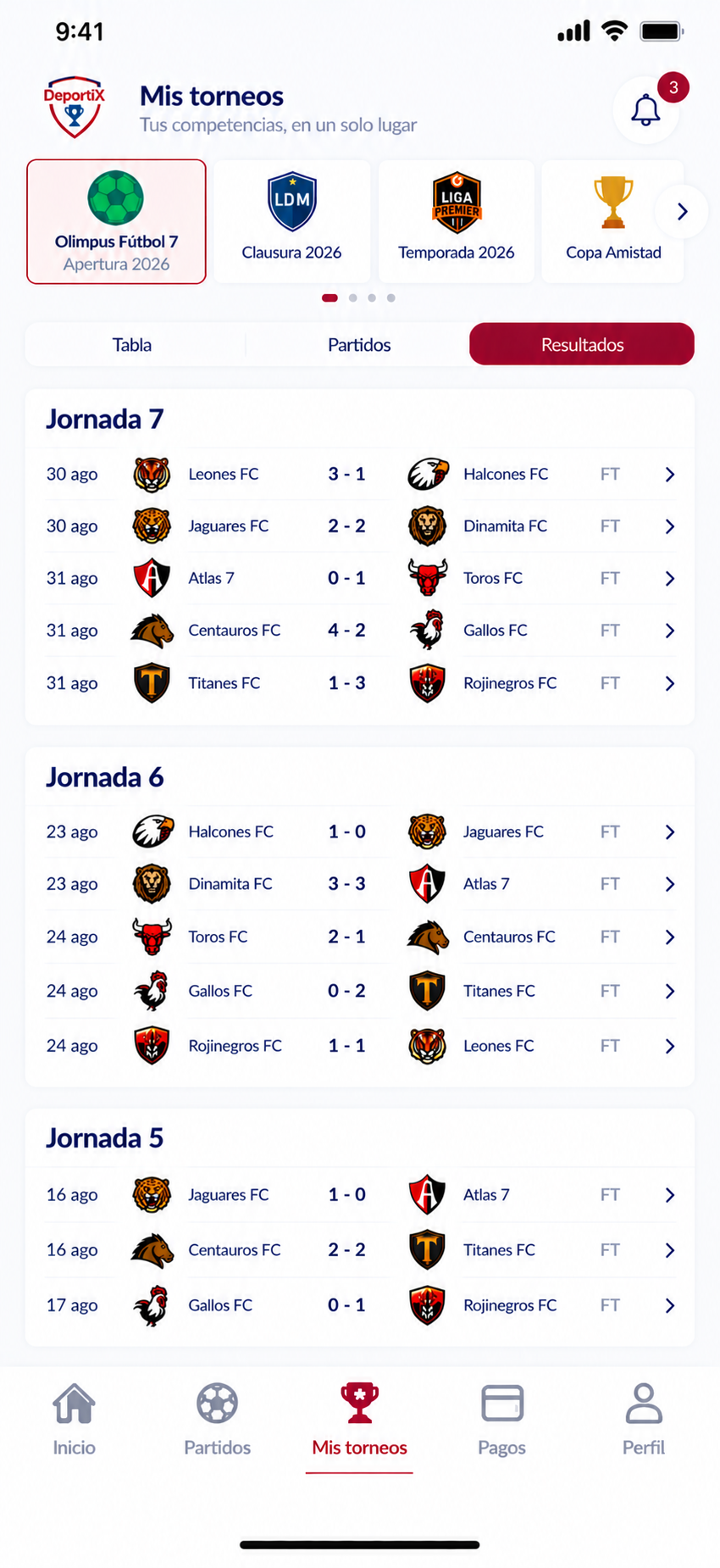 App DeportiX - Torneos